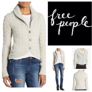 Free People Ivory Heat Viceroy Shawl Collar Cardigan Sweater Size Small